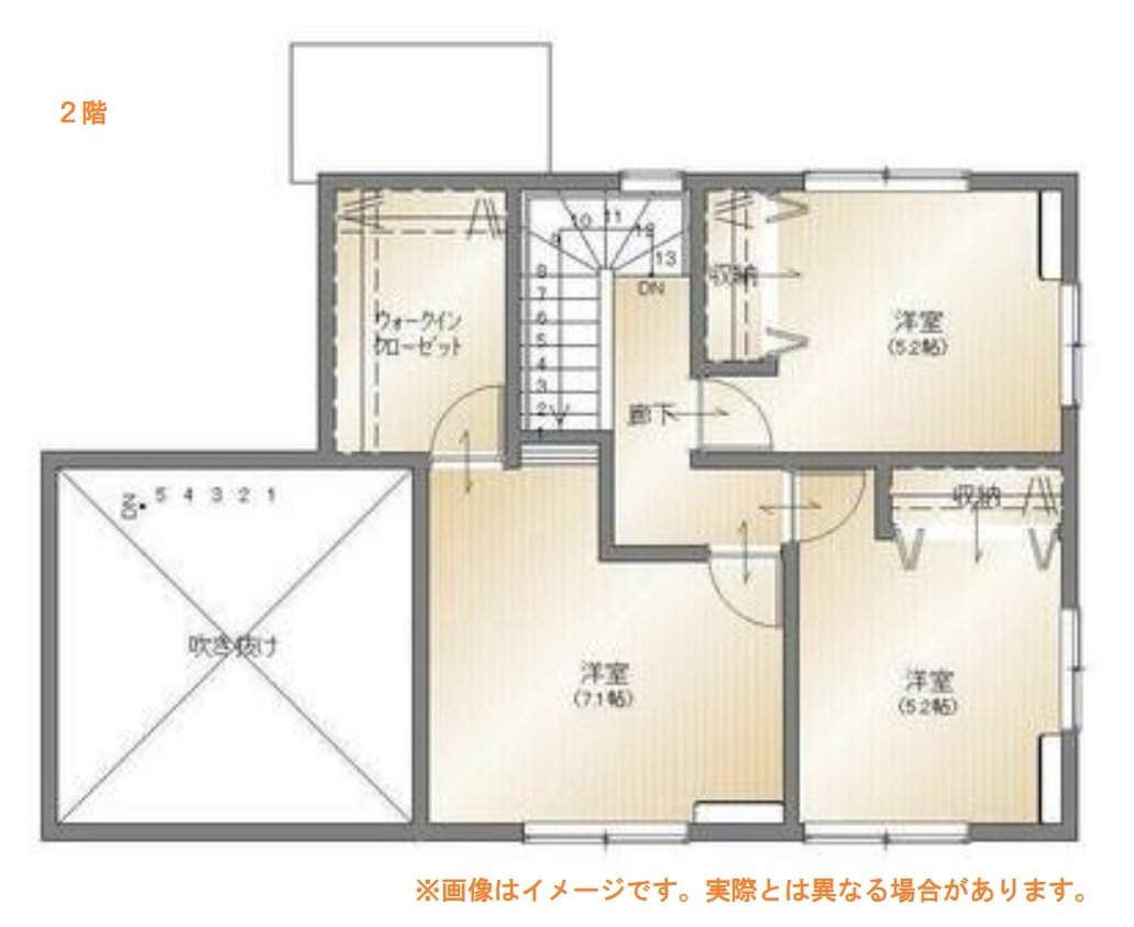 新田町モデルハウス ２階間取図